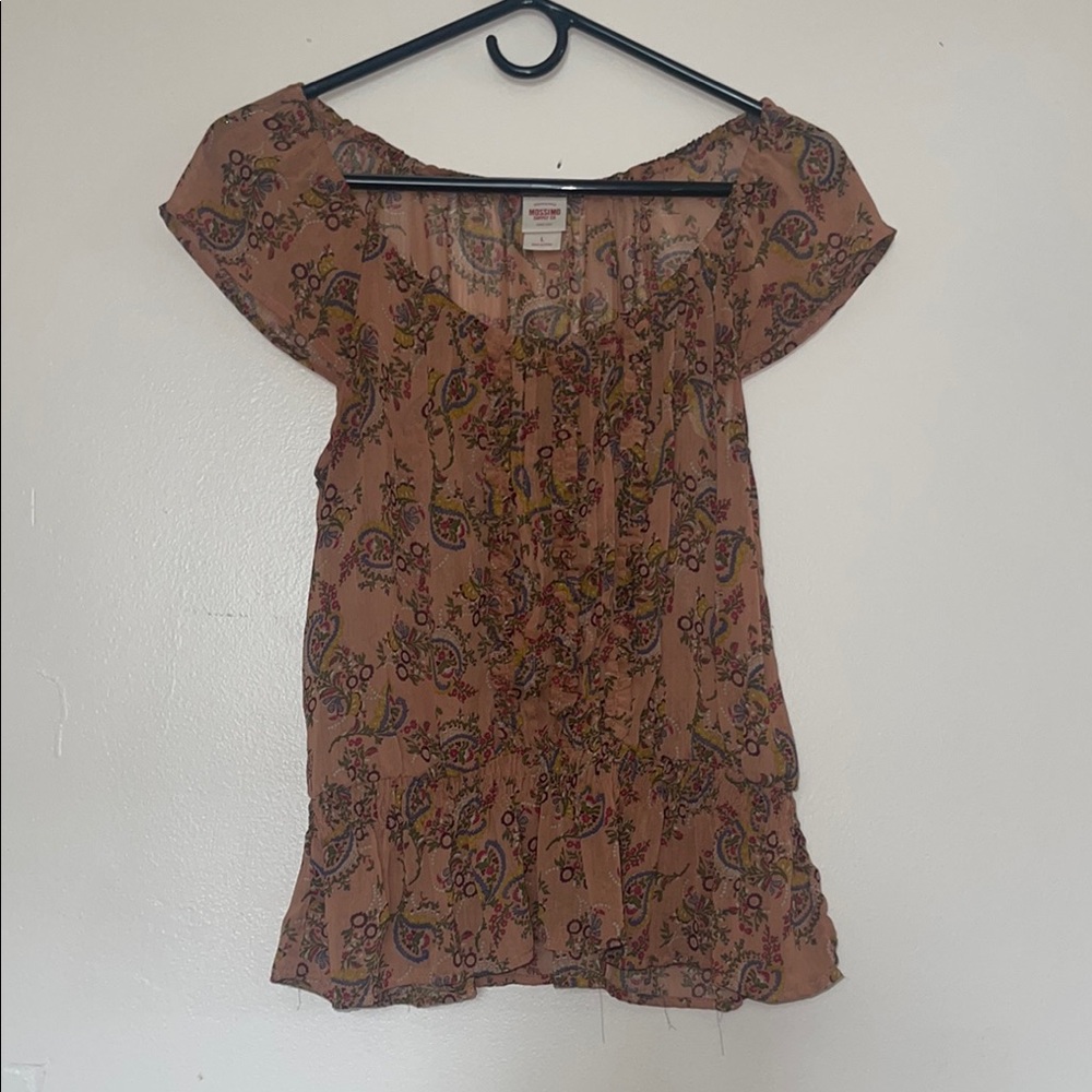 Mossimo Brand Cap Sleeve Ruffled Paisley Blouse
